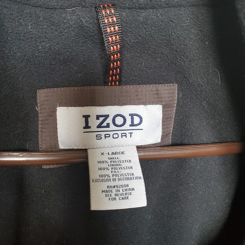 Classic Izod Sport Jacket Men's, XL, Brown, Black Fleece Inside, Great Jacket - Picture 5 of 7